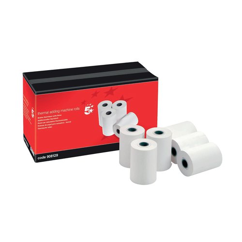 5 STAR OFFICE THERMAL PRINTER ROLLS SINGLE-PLY W57XD55XCORE1