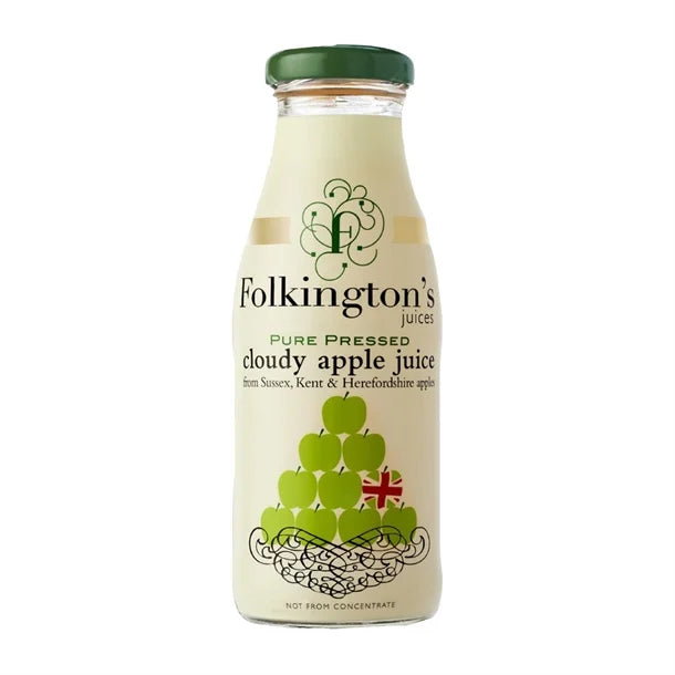 FOLKINGTONS APPLE JUICE GLASS BOTTLES (250ml) x 12