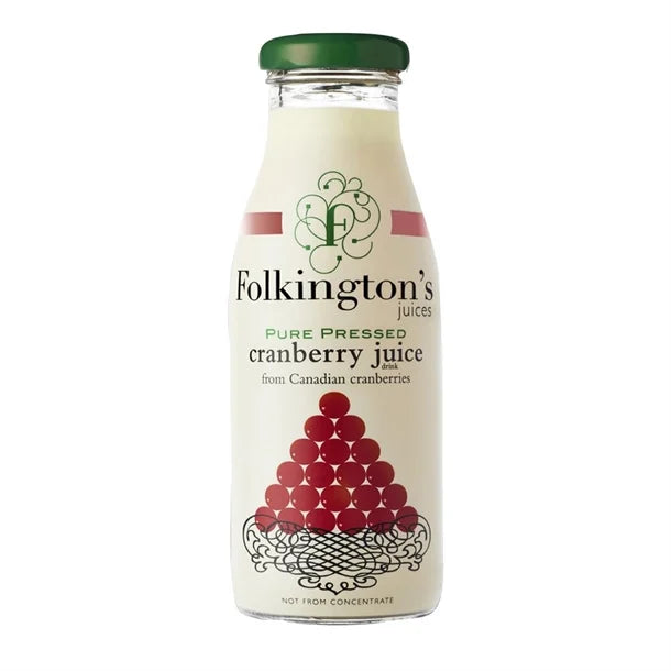 FOLKINGTONS CRANBERRY GLASS BOTTLES (250ml) x 12