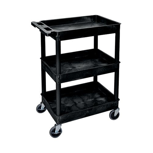 MULTIPURPOSE 3 SHELF TROLLEY WITH UPRIGHTS MOULDED POLYETHYL