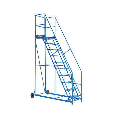 CLIMB-IT WAREHOUSE SAFETY STEPS 600MM PLATFORM 10 TREAD BLUE