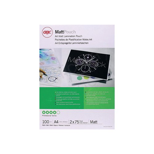 GBC MATT LAMINATING POUCHES A4 150 MICRON (PACK OF 100) 3747