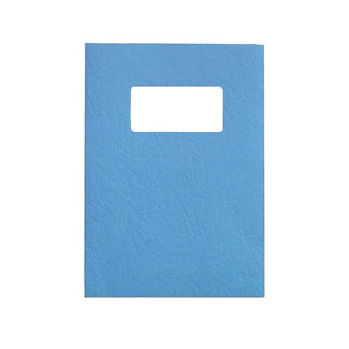 GBC LEATHERGRAIN A4 BINDING COVER WITH WINDOW 250GSM BLUE (P