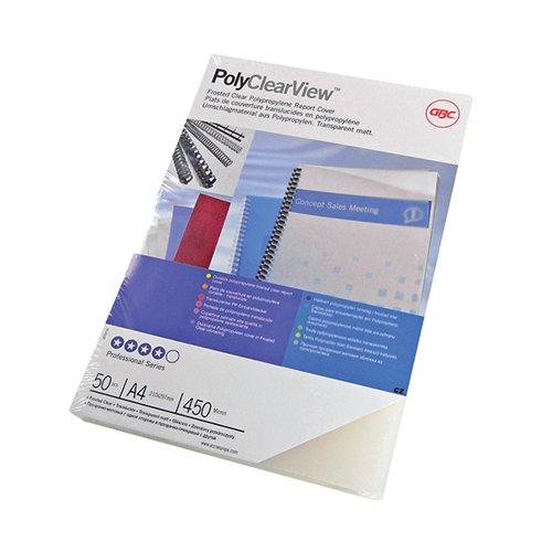GBC POLYCLEARVIEW A4 BINDING COVER 350 MICRON MATTE (PACK OF