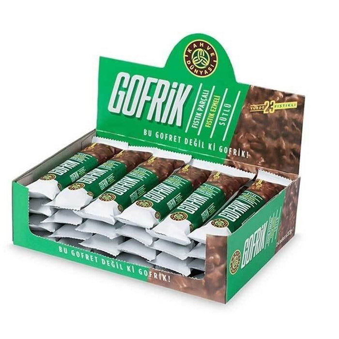 GOFRiK BITTER MILK CHOCOLATE WITH PISTACHIO BARS (Box of 24)
