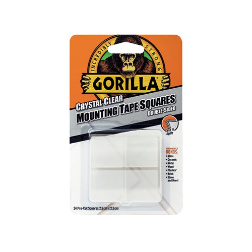 GORILLA MOUNTING TAPE SQUARES CLEAR (24 PACK) 3044111