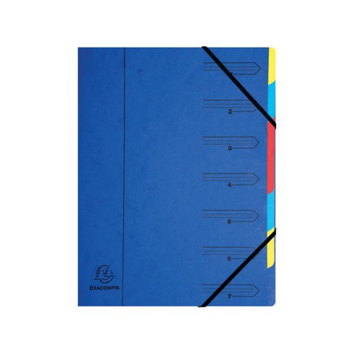 EXACOMPTA EUROPA 7-PART ORGANISER 400GSM PRESSBOARD A4 BLUE