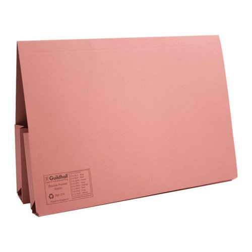 EXACOMPTA GUILDHALL LEGAL DOUBLE POCKET WALLET FOOLSCAP PINK