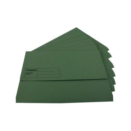 EXACOMPTA GUILDHALL DOCUMENT WALLET FOOLSCAP GREEN (PACK OF
