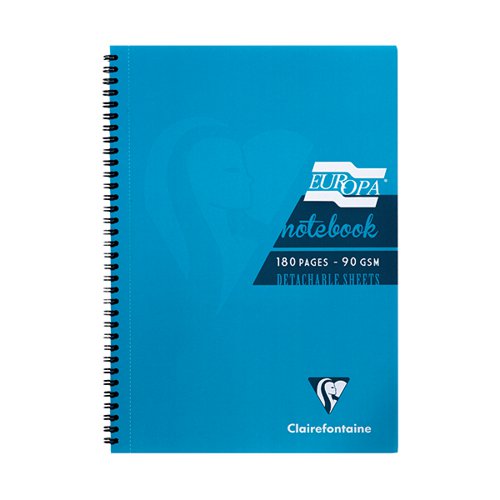 CLAIREFONTAINE EUROPA NOTEBOOK 180 PAGES A4 TURQUOISE (PACK