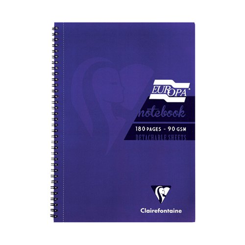 CLAIREFONTAINE EUROPA NOTEBOOK 180 PAGES A5 PURPLE (PACK OF
