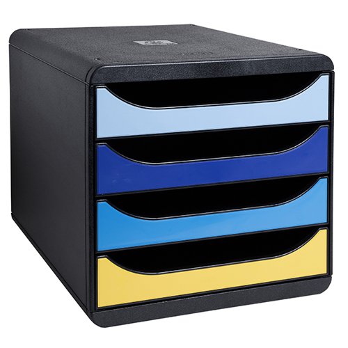 EXACOMPTA BEE BLUE BIG BOX RECYCLED 4 DRAWER ASSORTED 3104202D