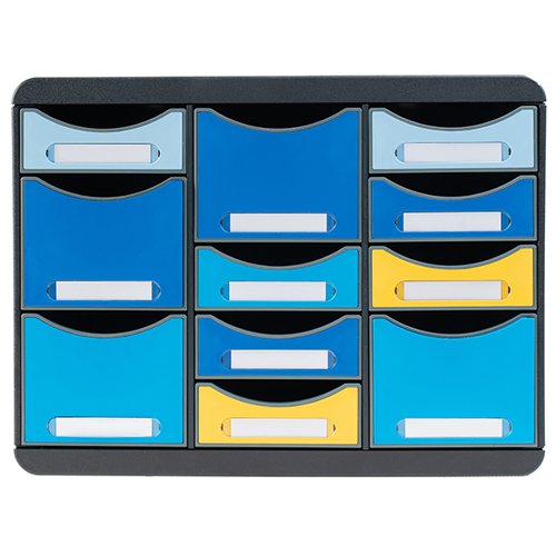 EXACOMPTA BEE BLUE STORE BOX RECYCLED 11 DRAWERS ASSORTED 31