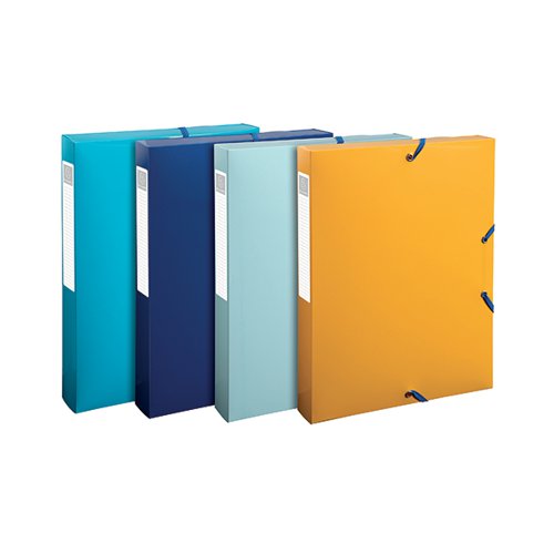 EXACOMPTA BEE BLUE BOX FILE 40MM SPINE PP A4 ASSORTED (PACK
