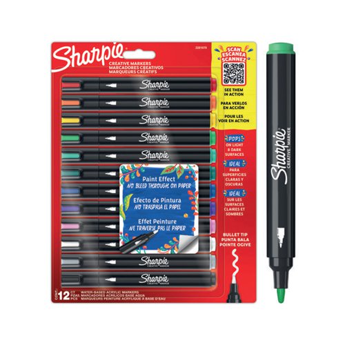 SHARPIE MARKER PAINT PENS ASSORTED (PACK OF 12) 2201070