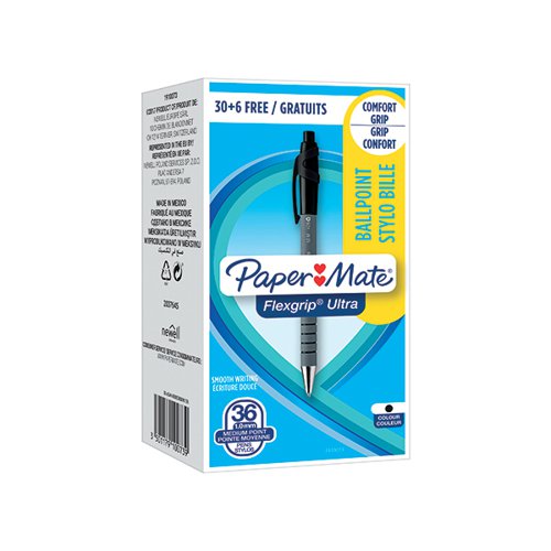 PAPERMATE FLEXGRIP ULTRA RETRACTABLE BALLPOINT PEN BLACK (PACK OF 36) 1910073