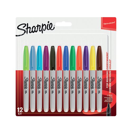 SHARPIE PERMANENT MARKER FINE ASSORTED (PACK OF 12) 1986438