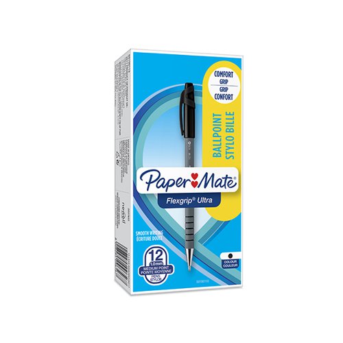 PAPERMATE FLEXGRIP ULTRA BALLPOINT PEN MEDIUM BLACK (PACK OF 12) S0190113