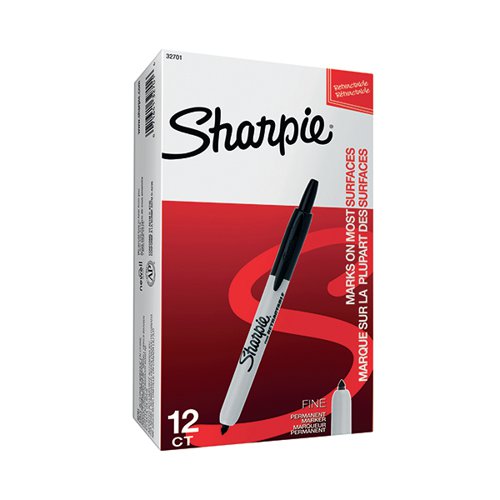 SHARPIE RETRACTABLE MARKER FINE BLACK (PACK OF 12) S0810840