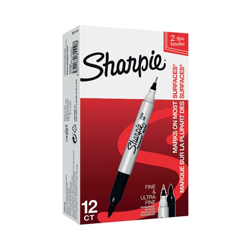 SHARPIE PERMANENT MARKER TWIN TIP FINE/ULTRA FINE BLACK (PAC
