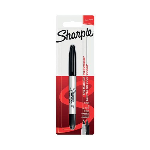 SHARPIE PERMANENT MARKERS TWIN TIP BLISTER BLACK (PACK OF 12