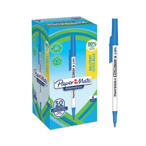 PAPERMATE KILOMETRICO BALLPOINT PEN 1.0MM BLUE (PACK OF 50)