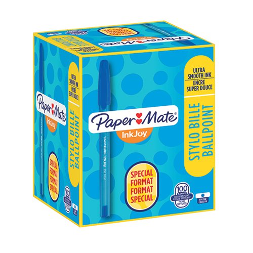 PAPERMATE INKJOY 100 BALLPOINT PEN MEDIUM BLUE (PACK OF 100) S0977420