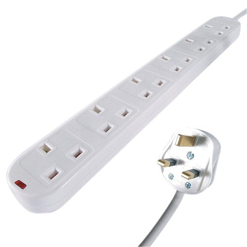 CONNEKT GEAR 5M 6-WAY SURGE PROTECTION EXTENSION LEAD WHITE 27-6050S