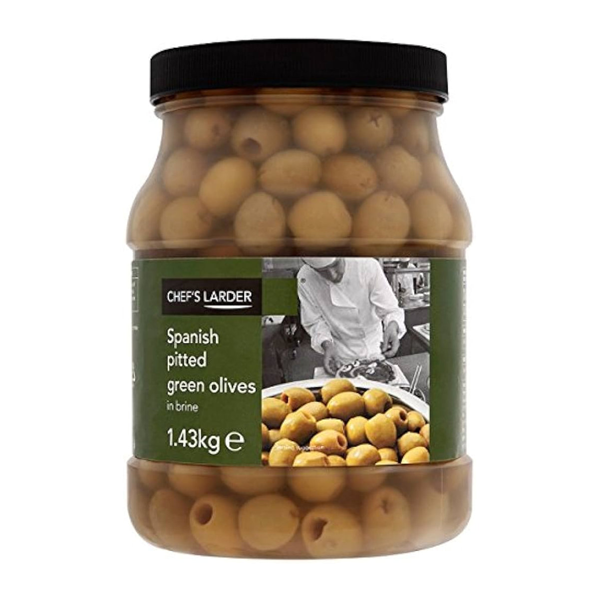 CHEFS LARDER SPANISH PITTED GREEN OLIVES (1.43kg) Zepbrook