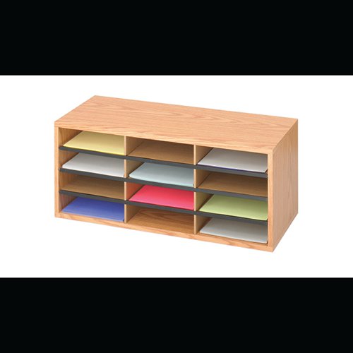 12 COMPARTMENT LITERATURE ORGANISER 740X302X310MM BEECH 9401