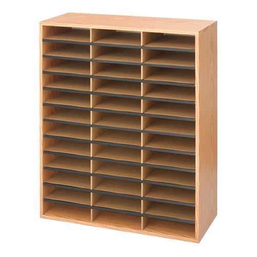 36 COMPARTMENT LITERATURE ORGANISER 875X302X877MM BEECH 9403