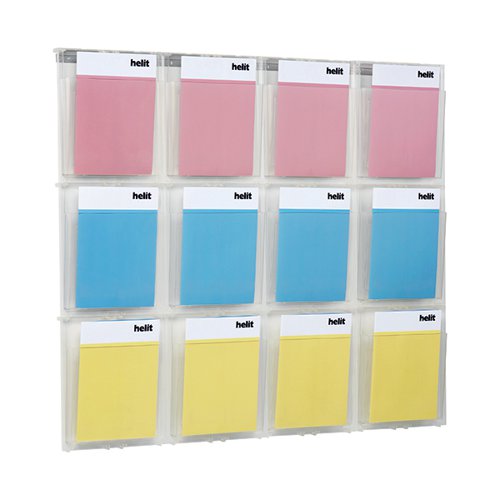 HELIT PLACATIV WALL DISPLAY 12XA4 POCKETS CLEAR H6811102