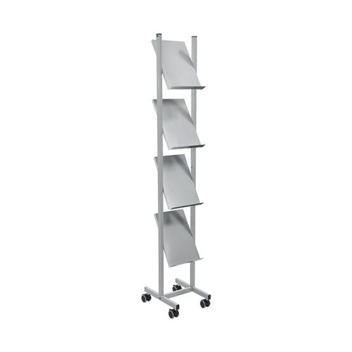 HELIT STEEL ROLLING MOBILE FLOOR DISPLAY X4 A4 NARROW H68133