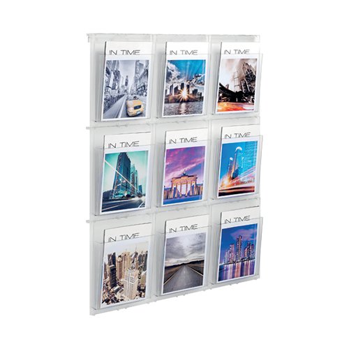 HELIT PLACATIV WALL DISPLAY 9XA4 POCKETS CLEAR HS812102