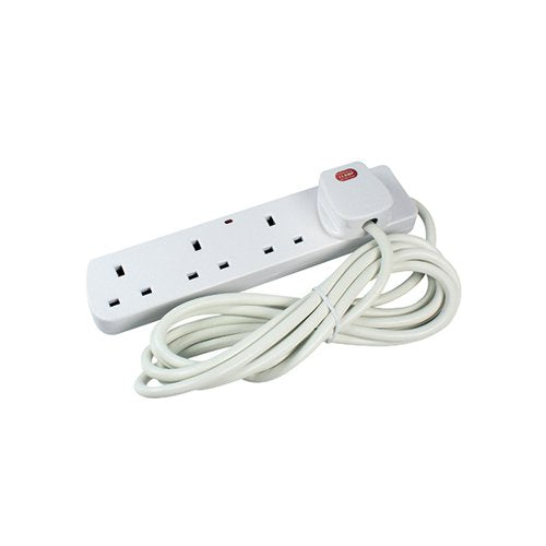 CED 4-WAY 13 AMP 2M EXTENSION LEAD WHITE WITH NEON LIGHT CED