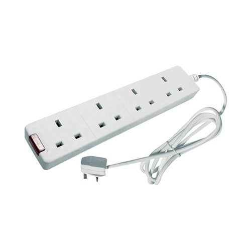 CED 4-WAY 13 AMP 5M EXTENSION LEAD WHITE WITH NEON LIGHT CED