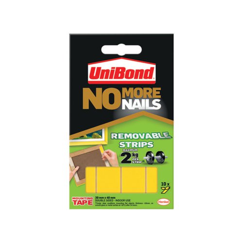 NO MORE NAILS REMOVABLE ADHESIVE STRIPS 20X40MM YELLOW (PACK