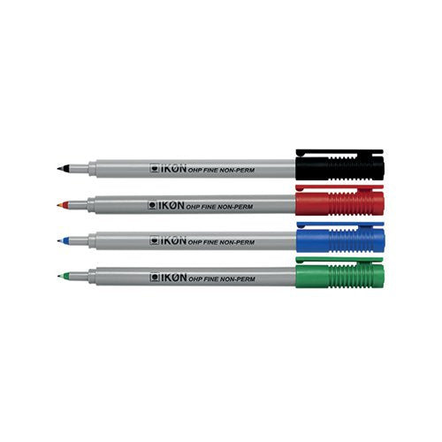 IKON OHP PEN NON-PERMANENT FINE POINT ASSORTED (4 PACK) 7421