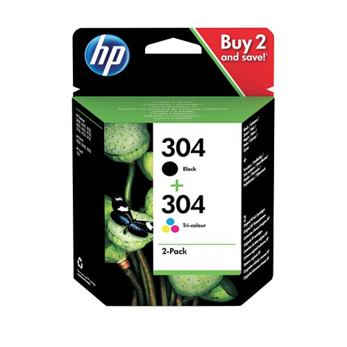 HP 304 ORIGINAL INK CARTRIDGE 2-ML BLACK/TRI-COLOR 3JB05AE