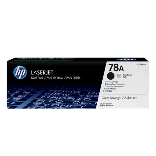 HP 78A ORIGINAL LASERJET TONER CARTRIDGE BLACK 2-PACK CE278A