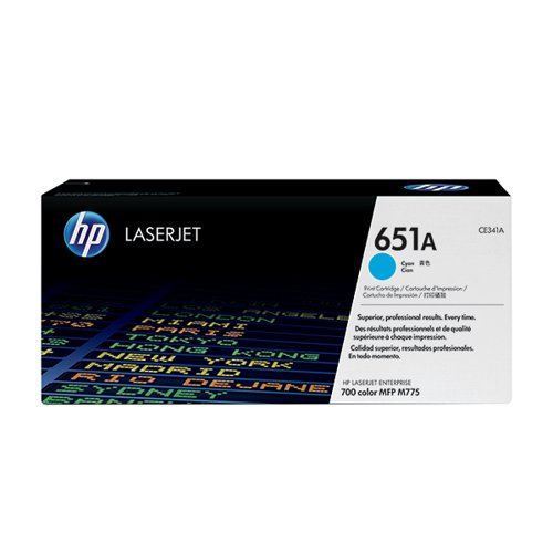 HP 651A ORIGINAL LASERJET TONER CARTRIDGE CYAN CE341A