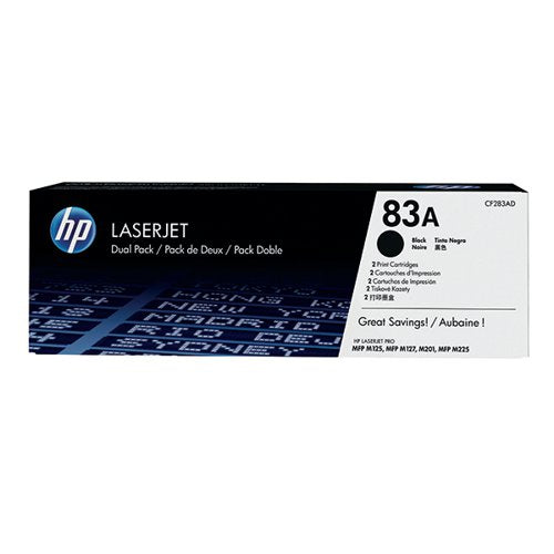 HP 83A ORIGINAL LASERJET TONER CARTRIDGE BLACK 2-PACK CF283A