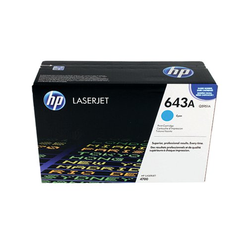HP 643A ORIGINAL LASERJET TONER CARTRIDGE CYAN Q5951A