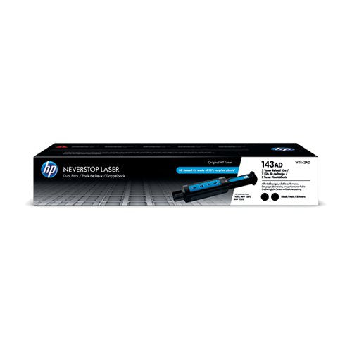 HP 143A ORIGINAL NEVERSTOP TONER RELOAD KIT BLACK 2-PACK W11
