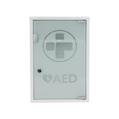 MEDIANA AED METAL WALL CABINET WITH GLASS DOOR AND ALARM LOCKABLE LARGE 300X145X460MM 3098