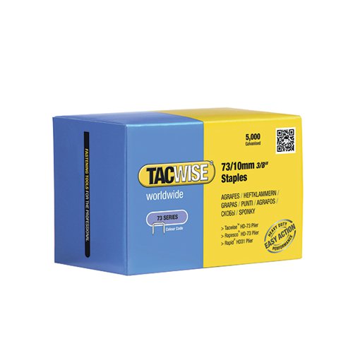 TACWISE 73/10MM STAPLES GALVANISED CHISEL POINT (PACK OF 500