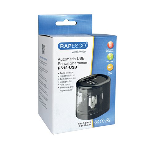 RAPESCO USB ELECTRIC PENCIL SHARPENER BLACK 1449