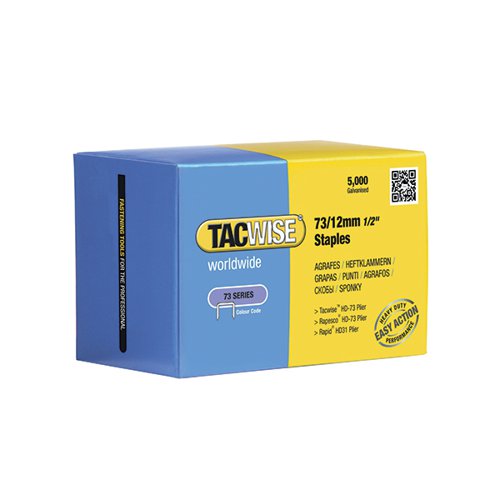 TACWISE 73/12MM STAPLES GALVANISED CHISEL POINT (PACK OF 500