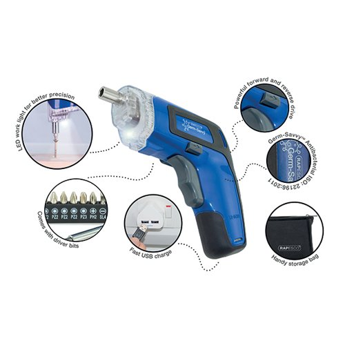 RAPESCO GERM-SAVVY ANTIBACTERIAL CORDLESS SCREWDRIVER 3.6V B