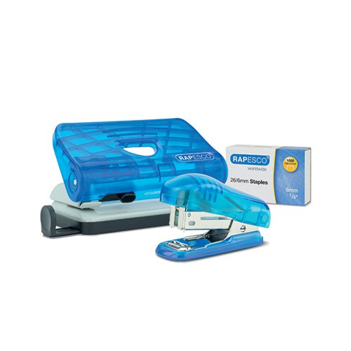 RAPESCO 2 HOLE PUNCH MINI STAPLER AND 26/6MM STAPLES SET TRA
